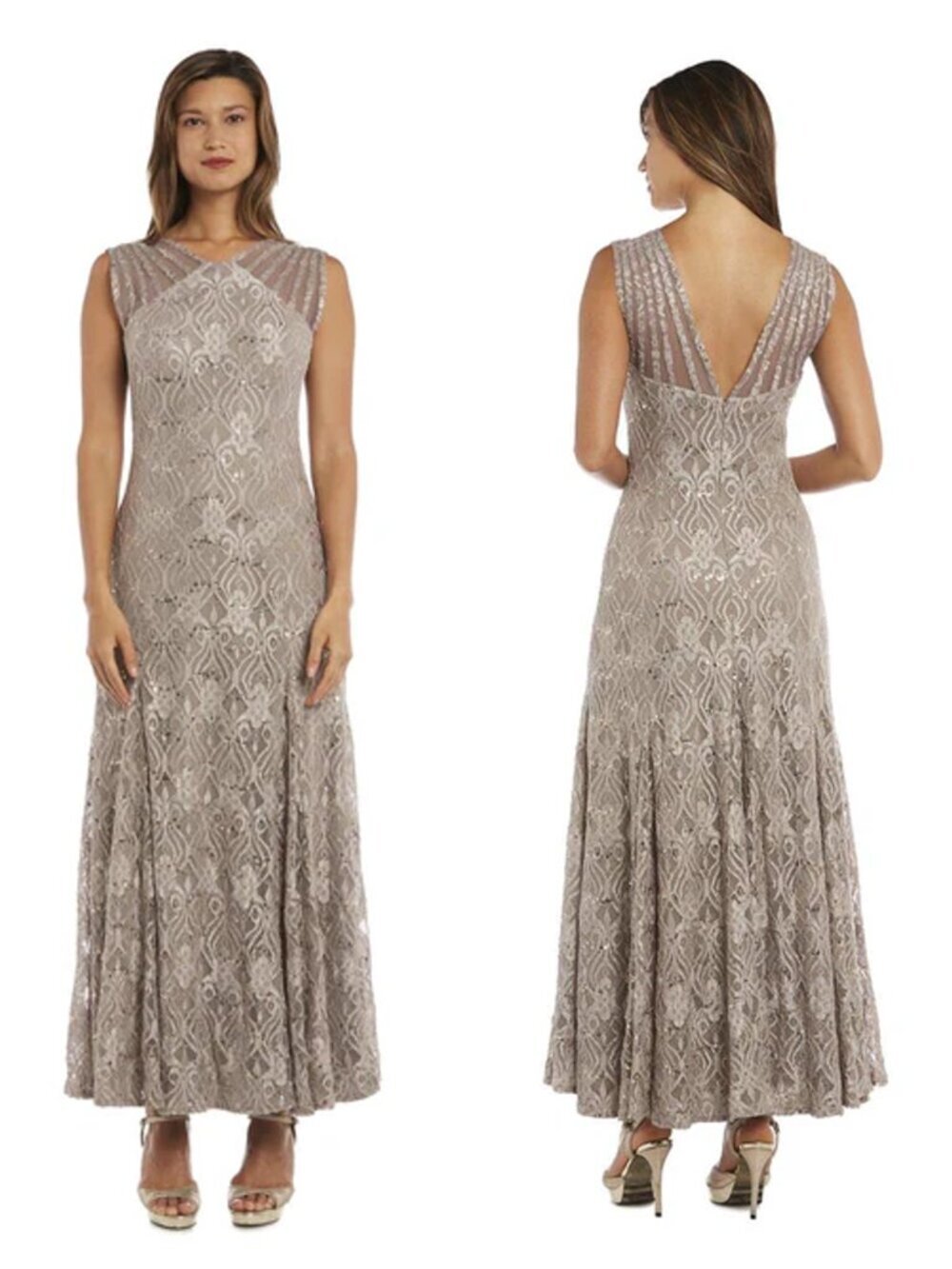 NWT New R&M Richards Mother Of The Bride Long Dress In Champagne Size 10